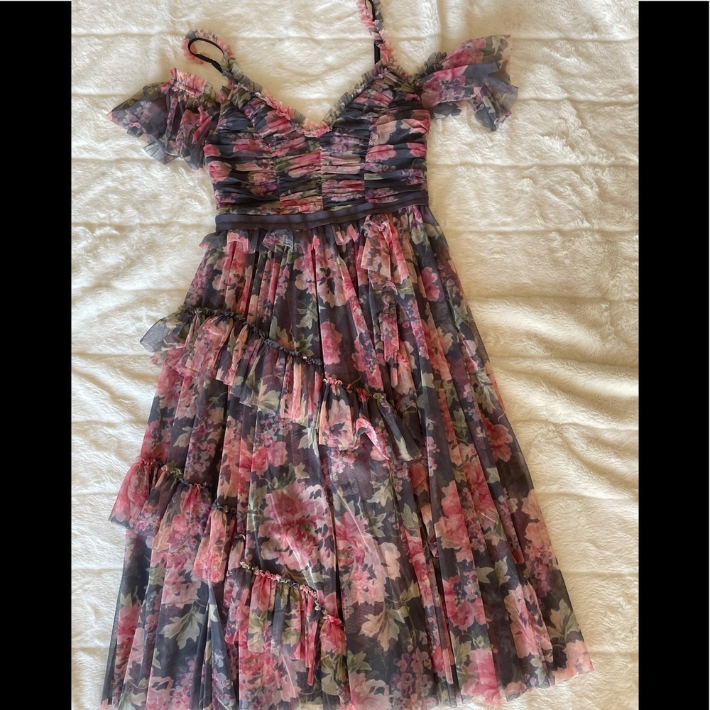 Needle and thread floral tulle dress